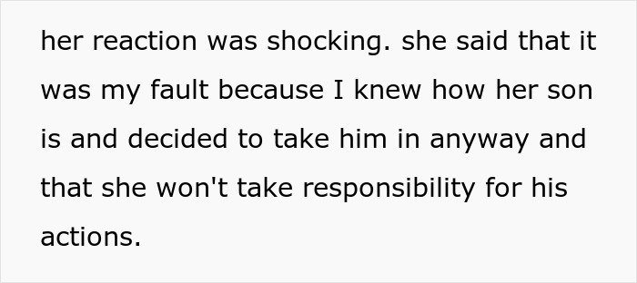 Text excerpt from a story where a man demands cousin pay for cruel prank and gets shocked by aunt’s reaction.