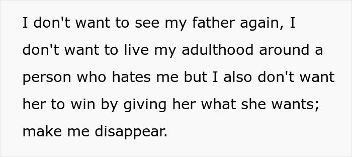 Text excerpt showing a teen expressing insecurity and conflict involving a stepmother's true colors.