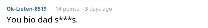 Alt text: Screenshot of a heated online comment revealing teen's frustration about stepmother, highlighting insecurity about a kid.