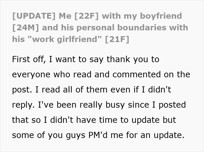Text update from a man about losing his girlfriend over a girl at work he has a crush on who is just being nice to him