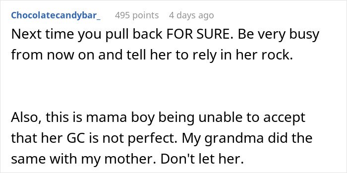 Text post discussing a woman blinded by flowers from her son and not seeing how much her daughter is doing.