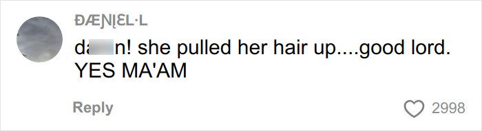 User comment with censored explicit word praising a curvy news anchor who reads mean viewer comments in her broadcast voice.
