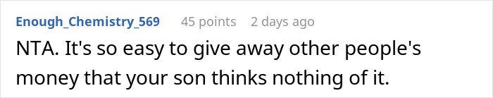 Comment discussing a mom accused of embarrassing son’s girlfriend who offered to cook meals for the family.