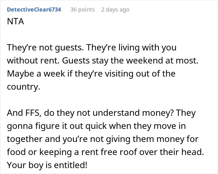 Online discussion about a mom accused of embarrassing son’s girlfriend who offered to cook meals for them.