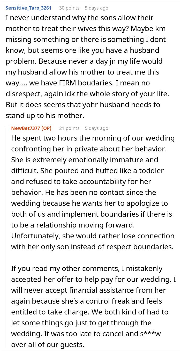 Text conversation about mil demands wedding venue changes stuck storm with emotional family conflict before the ceremony.