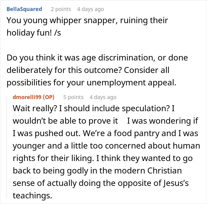 Screenshot of a text conversation showing a heated discussion related to office Christmas music and a coworker’s strong reaction.