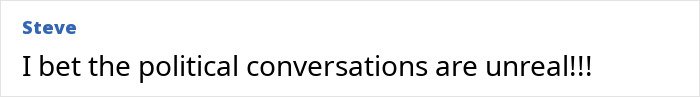 Text comment by Steve saying he bets the political conversations are unreal, highlighting Jason Bateman raises eyebrows topic.