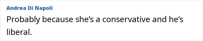 Comment by Andrea Di Napoli discussing political views related to Jason Bateman and sister Justine raising eyebrows.