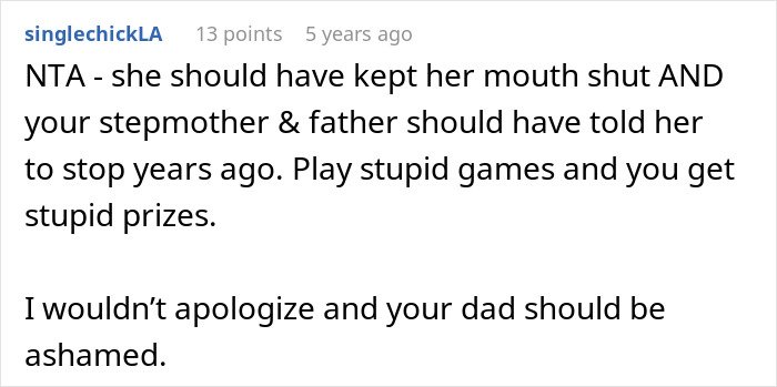 Screenshot of an online comment discussing a relationship issue about closing a closet door and a public clap back.