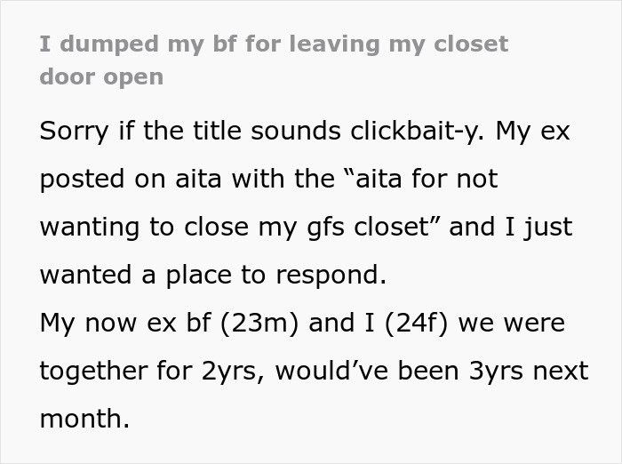 Woman vents online about boyfriend refusing to close her closet door, leading to public clapback and breakup.