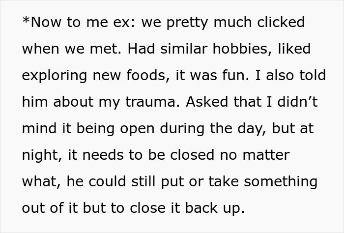 Text post describing a guy’s girlfriend insisting on closing her closet door, leading to a public clapback.