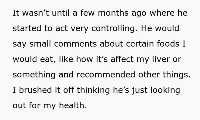 Text describing a controlling boyfriend and his girlfriend’s reaction as their relationship faces conflict online.