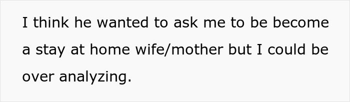 Text screenshot showing a statement about relationship expectations and overanalyzing intentions in a discussion.