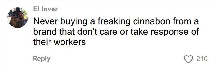 Screenshot of a social media comment criticizing Cinnabon workers amid a racist worker viral tirade and criminal past revelations.