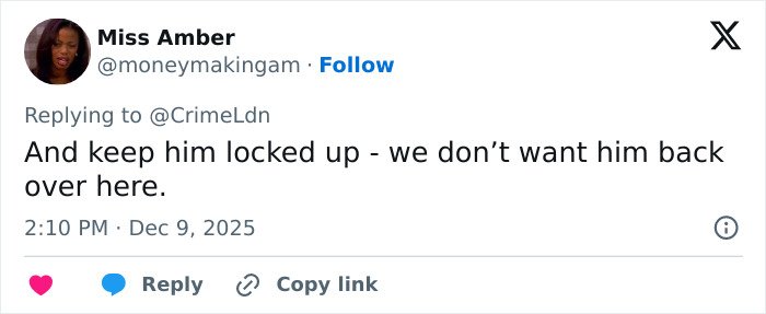 Screenshot of a tweet commenting on the behavior of a wealthy US student after an altercation with his girlfriend.
