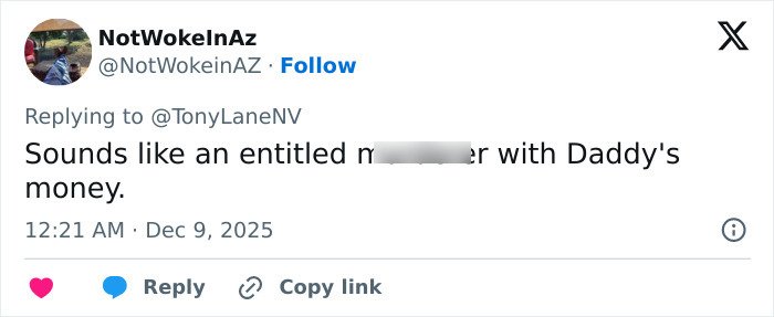 Tweet criticizing a wealthy US student’s behavior after leaving girlfriend unresponsive following an altercation.
