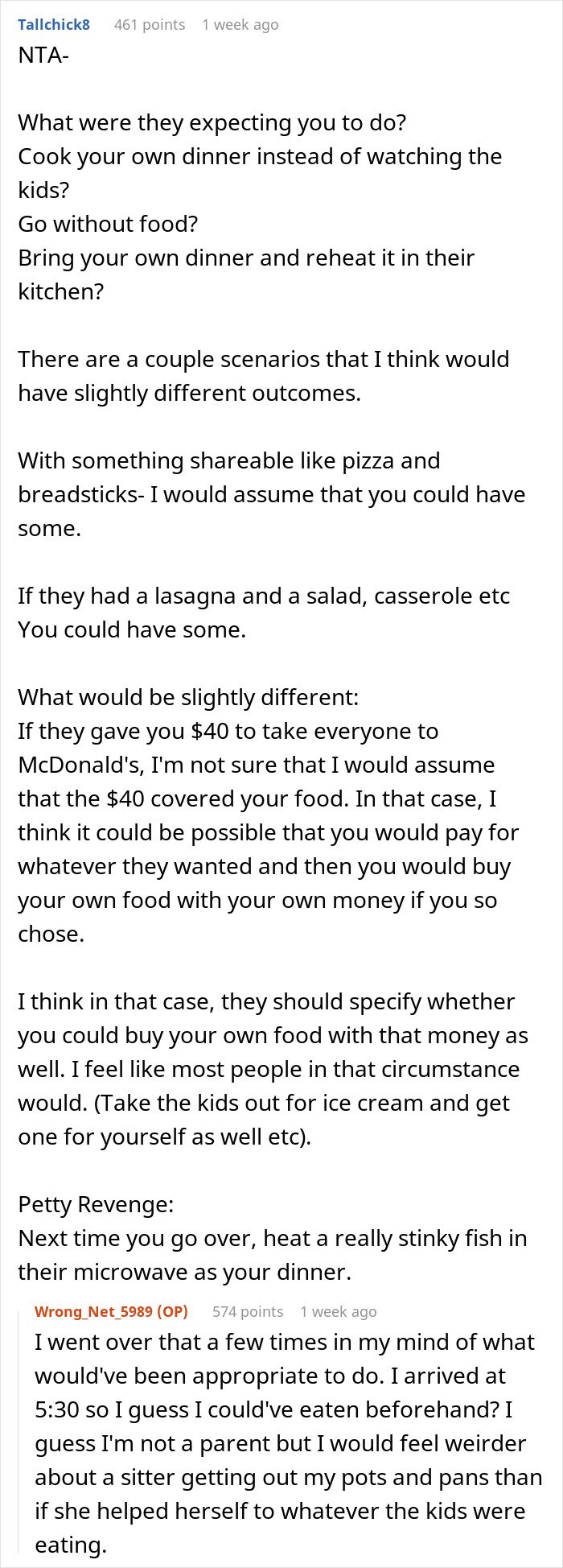 Reddit discussion about parents balking after babysitter confesses to having two slices of pizza while watching kids.
