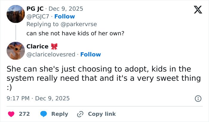 Twitter exchange discussing viral theory about Millie Bobby Brown's newborn daughter after new photos emerge.