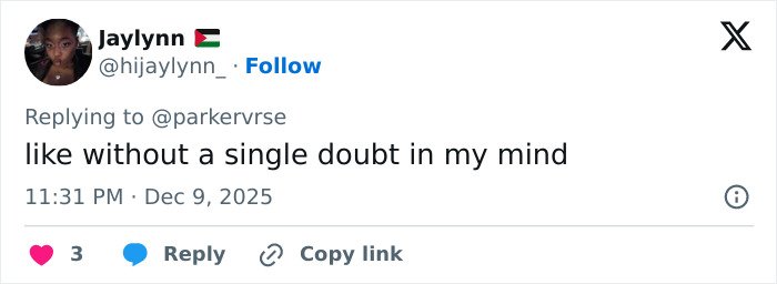 Tweet from Jaylynn expressing strong agreement, related to viral theory about Millie Bobby Brown's newborn daughter.