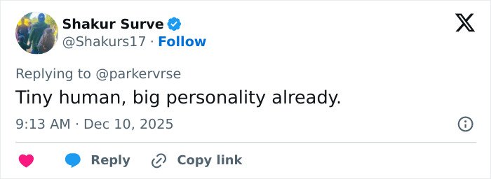 Tweet from Shakur Surve commenting on Millie Bobby Brown's newborn daughter with a viral theory about the baby after new pics emerged.