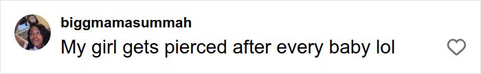 Comment on social media about Cardi B's new neck and back piercings after every baby, reflecting mixed reactions.