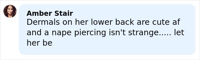 Comment about Cardi B getting new neck and back piercings with mixed opinions on their appearance and trendiness.