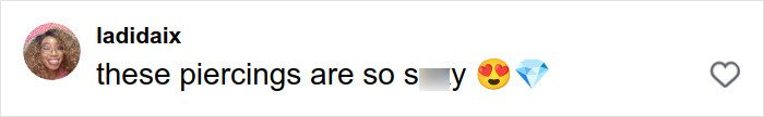 Comment praising Cardi B's new neck and back piercings with heart eyes and diamond emojis.