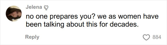 Comment from Jelena expressing frustration about lack of preparation for divorce, reflecting emotions of a SAHM at a loss.
