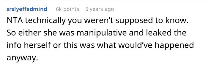 Screenshot of a Reddit comment discussing women ruining MIL&rsquo;s surprise by pretending they had no idea she was coming.