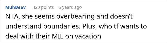 Screenshot of a forum comment discussing women who pretend not to know MIL is coming, ruining the surprise.