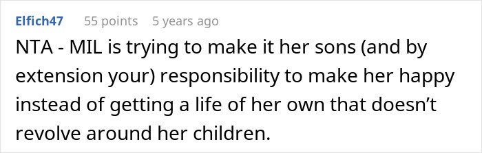 Screenshot of a Reddit comment discussing women ruining MIL&rsquo;s surprise by pretending they didn&rsquo;t know she was coming.