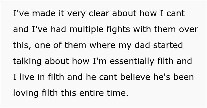 Text excerpt describing fights and emotional distress while being held hostage at parents’ place, expressing confusion and hurt.