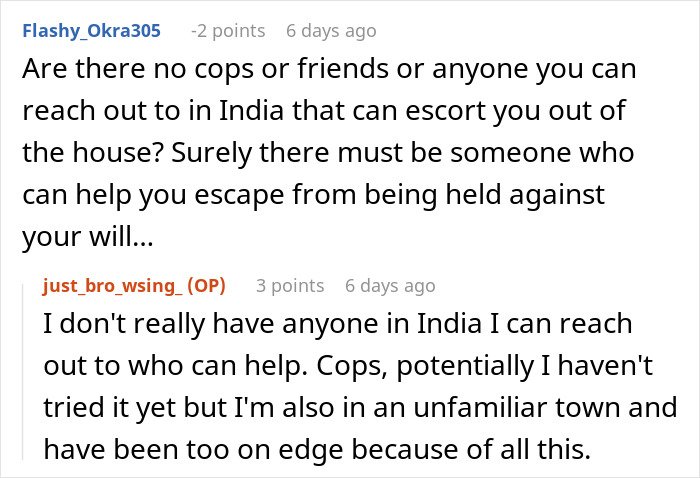 Reddit user describes being held hostage at parents’ place, feeling isolated and unsure how to get help in India.