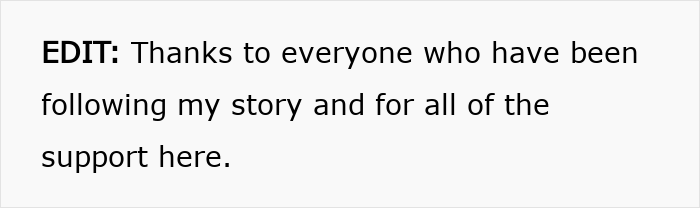 Alt text: Message expressing gratitude for support in a story about being held hostage at parents’ place.