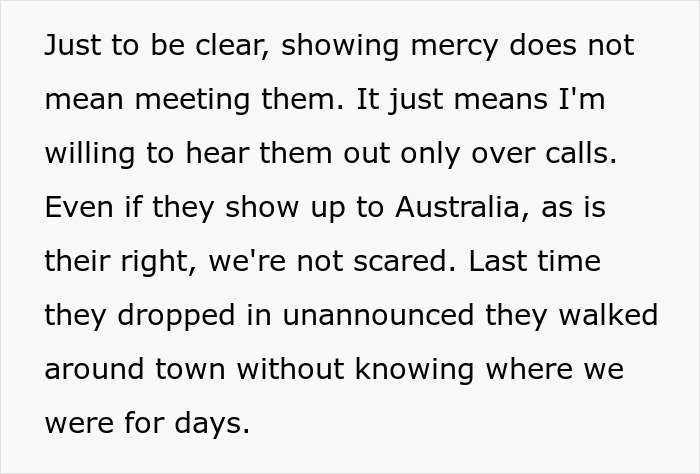 Text excerpt discussing boundaries and communication challenges in a hostage situation at a parents’ place.