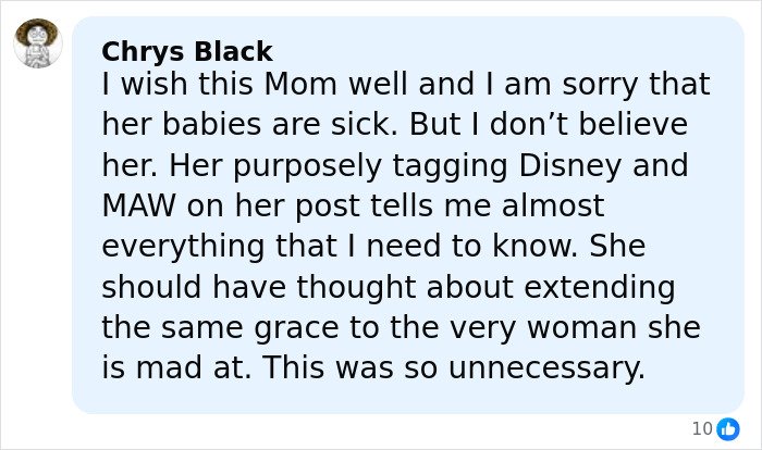 Facebook comment criticizing mom of terminally ill kids amid Hilary Swank apology controversy online.