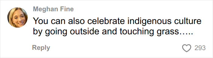 Social media user comments on celebrating indigenous culture by going outside, reflecting woke and decolonized Christmas discussions.