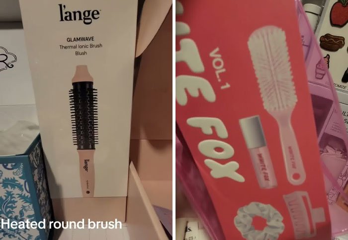 Christmas gift haul including a heated round brush and beauty items amidst daughter backlash discussion.