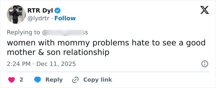 Tweet discussing mother-son relationship amid viral photoshoot and parenting debate titled Are You Dating Your Own Son