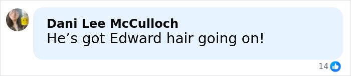 Comment on social media post mentioning Robert Pattinson's Edward hairstyle, related to viral engagement ad with Zendaya.