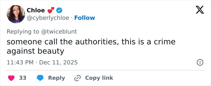 Tweet by user Chloe reacting to Emily Blunt's podcast appearance sparking plastic surgery rumors and controversy.