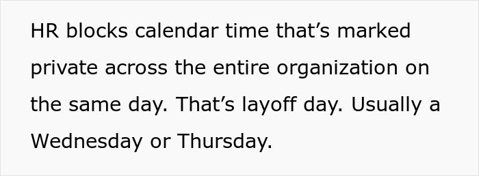 HR blocks private calendar time for the entire organization, a subtle red flag that your job may not be safe.