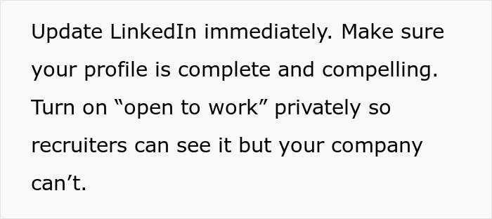 Text emphasizing updating LinkedIn profile to stay alert for subtle red flags about job security risks.