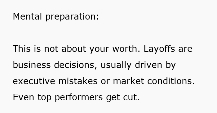 Text about mental preparation for layoffs, highlighting subtle red flags indicating job is not safe.