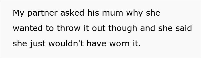 Text excerpt discussing a woman upset about her son’s partner bringing gifts despite being asked not to get tacky little trinkets.