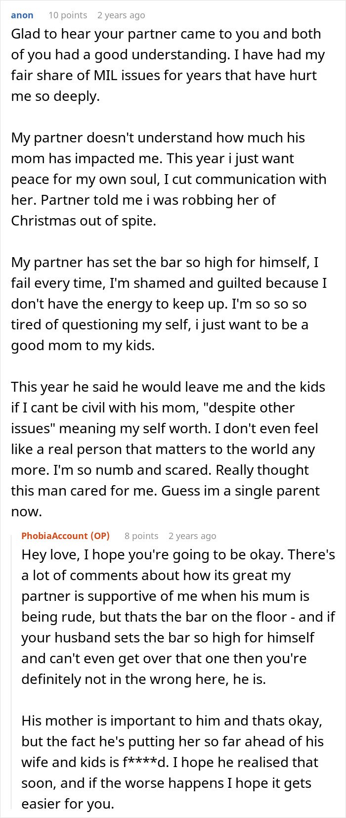 Screenshot of an online forum discussing a woman upset about her son’s partner giving tacky little trinkets despite her requests.