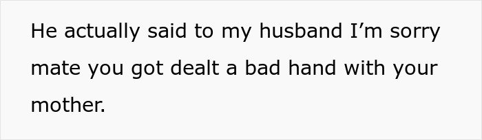 Text on white background saying a husband was told he got dealt a bad hand with his mother, relating to restraining order.