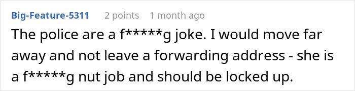 Screenshot of an online comment discussing issues related to a woman taking out a restraining order against MIL after 29 years.