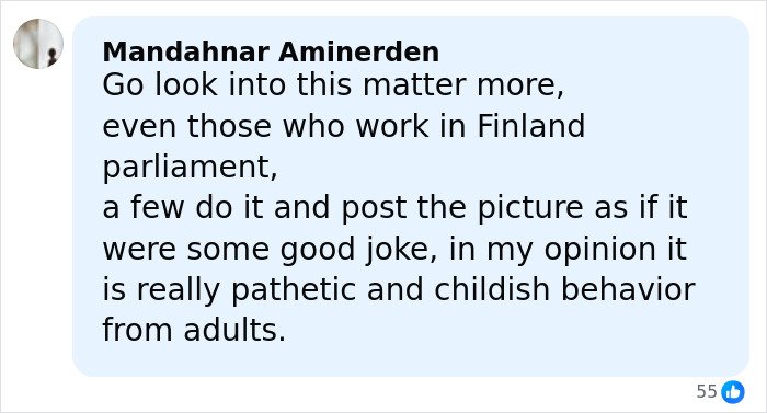 Comment criticizing childish behavior related to Miss Finland losing crown after racist gesture backlash on social media.