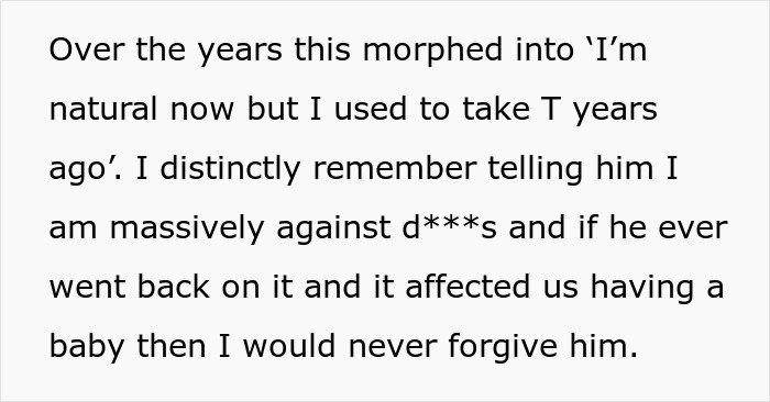 Excerpt from a woman confronting her husband about risking their future child&rsquo;s health by lying about past behavior.